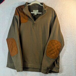 Vintage Mens 2XL Gander Mountain Olive Sweatshirt with Elbows & Shoulder Patches